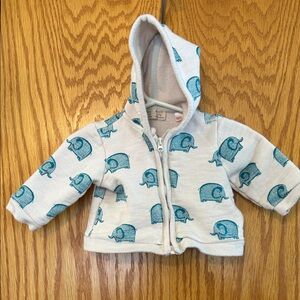 Zara Mini Toddler Hooded Zip Jacket with Teal Elephant Print